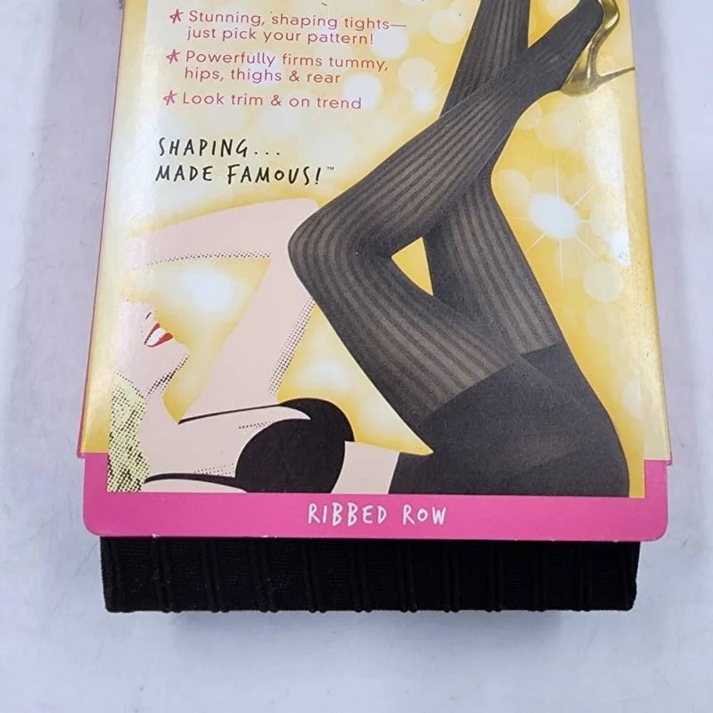 Star Power by Spanx Ribbed Row Shaping Tights Women's A (95-125 lbs.) Black